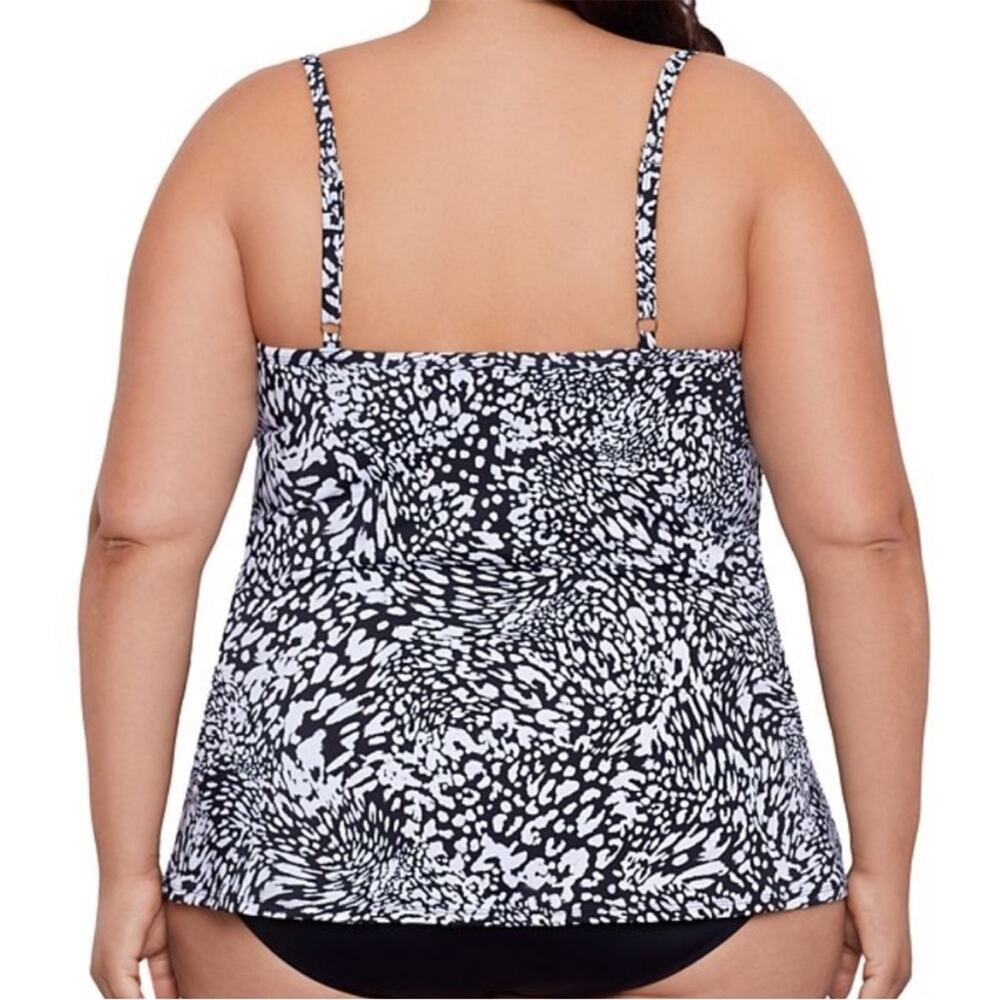 Swim Solutions Printed Flyaway Fauxkini One piece black white - 18W - Picture 2 of 14